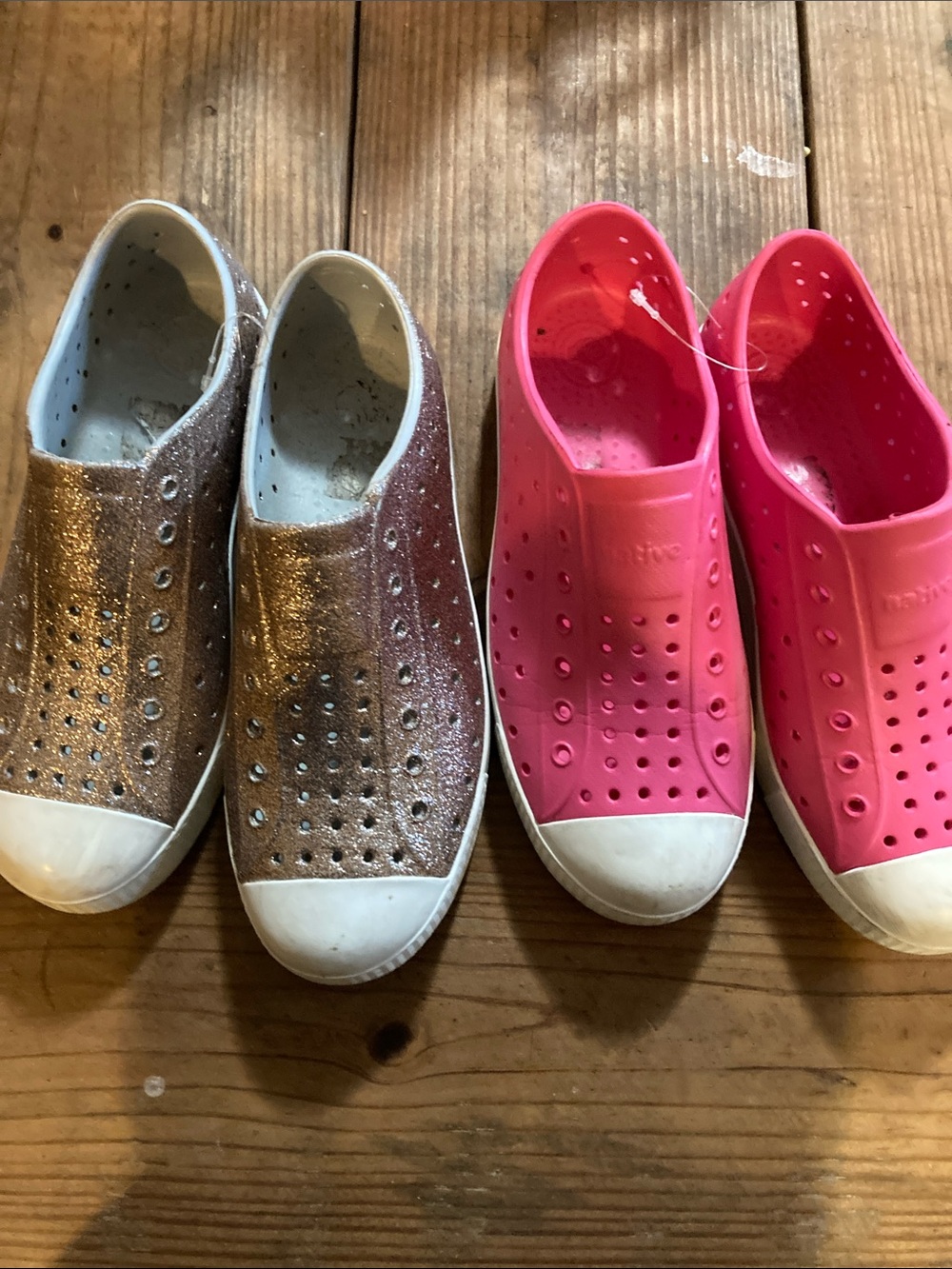 Native  Perforated Slip-On Shoes with White Soles 2 pairs. J3